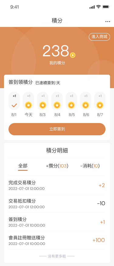 積分 未簽到